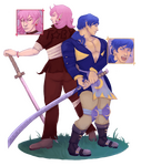 (Two Character Rendered Full Body) ESTIMATE: $150 Commission of Polygloom's characters (Characters depicted: OC's Kas and Jes)